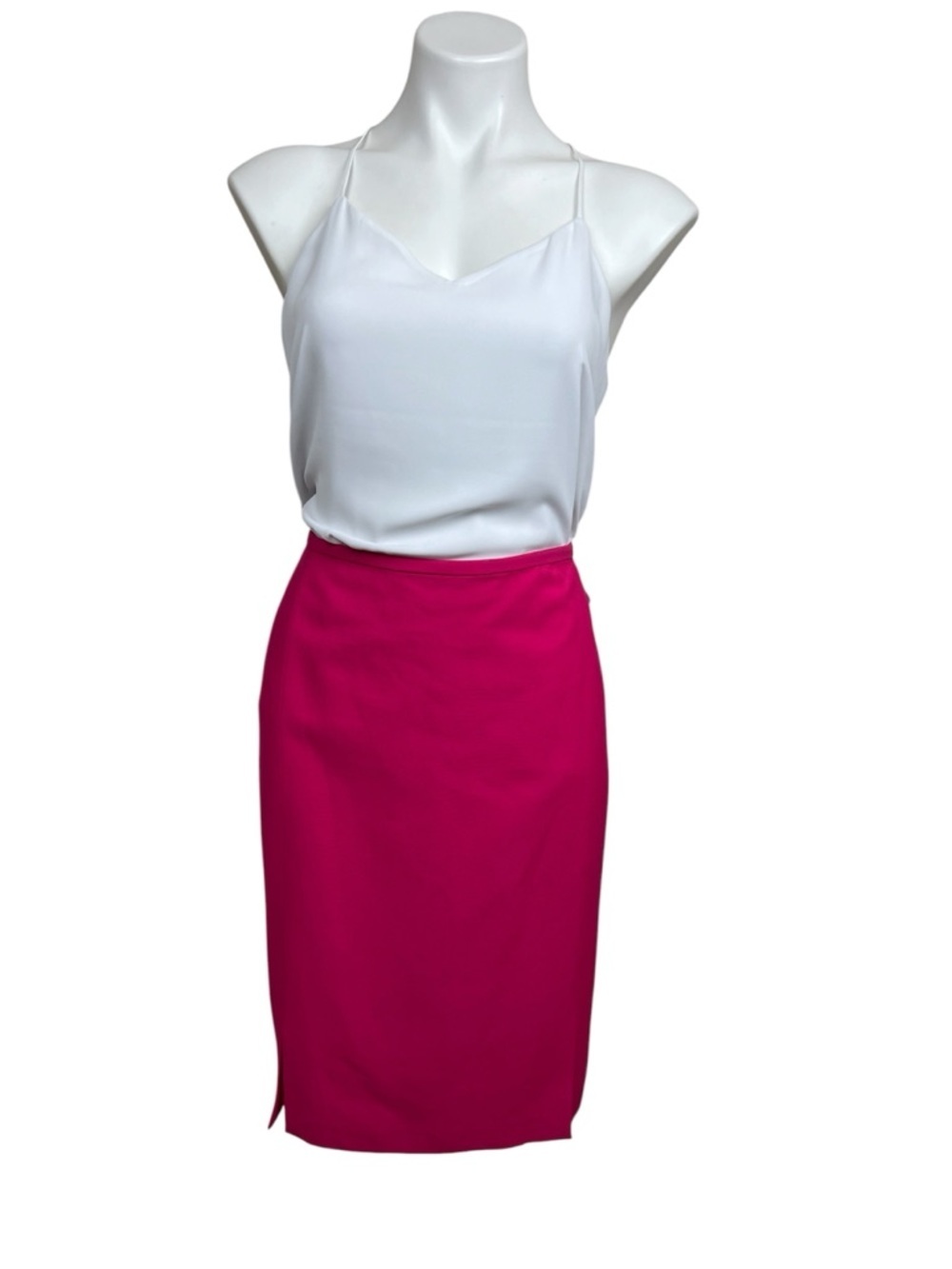 Oscar de la Renta Pink Pencil Skirt Slits Women’s 12 Cotton Viscose